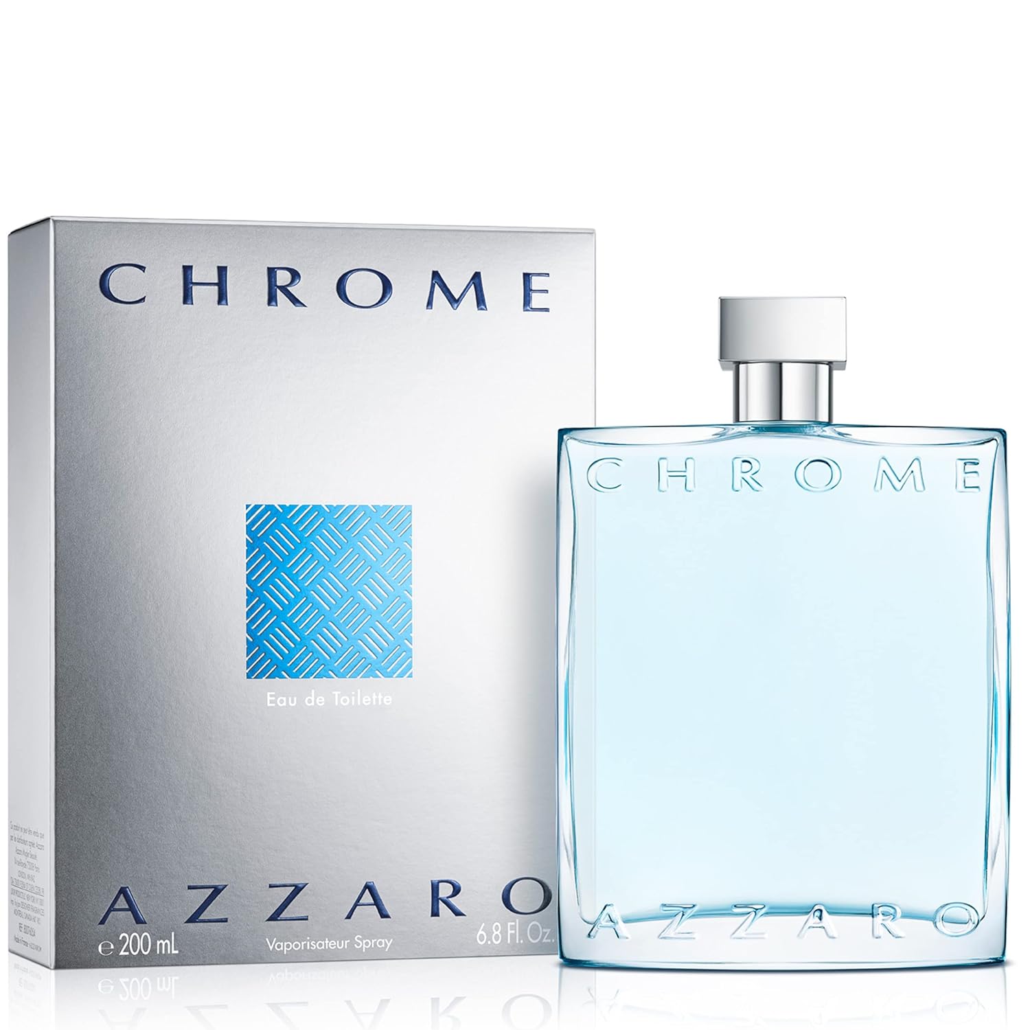Azzaro Chrome Eau de Toilette - Fresh Aquatic Mens Cologne - Citrus, Woody, Musky Fragrance -Fresh Notes of Bergamot - Everyday Wear - Classic Summer Beach Scent - Luxury Perfumes for Men 6.7 Fl Oz (Pack of 1)