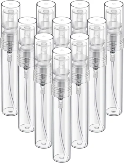 Mini Spray Bottle, 10 Pack 5ml Mini Plastic Spray Bottle Empty, Fine Mist Refillable Mini Perfume Bottle, Perfume Atomizer, Small Sample Containers, Plastic Portable Travel Bottle, Clear