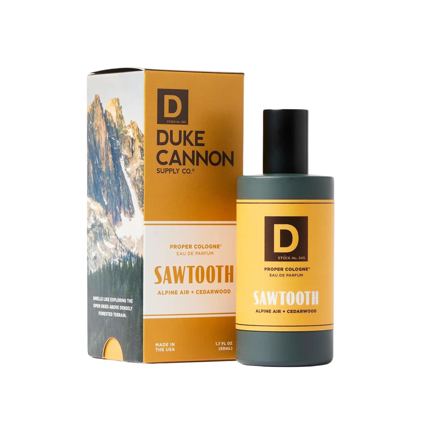 Duke Cannon Proper Cologne Sawtooth - Men's Eau de Parfum - Alpine Air and Cedarwood - Fresh, Woodsy, Long-Lasting Scent - 1.7 fl oz Sawtooth 1.7 Fl Oz (Pack of 1)