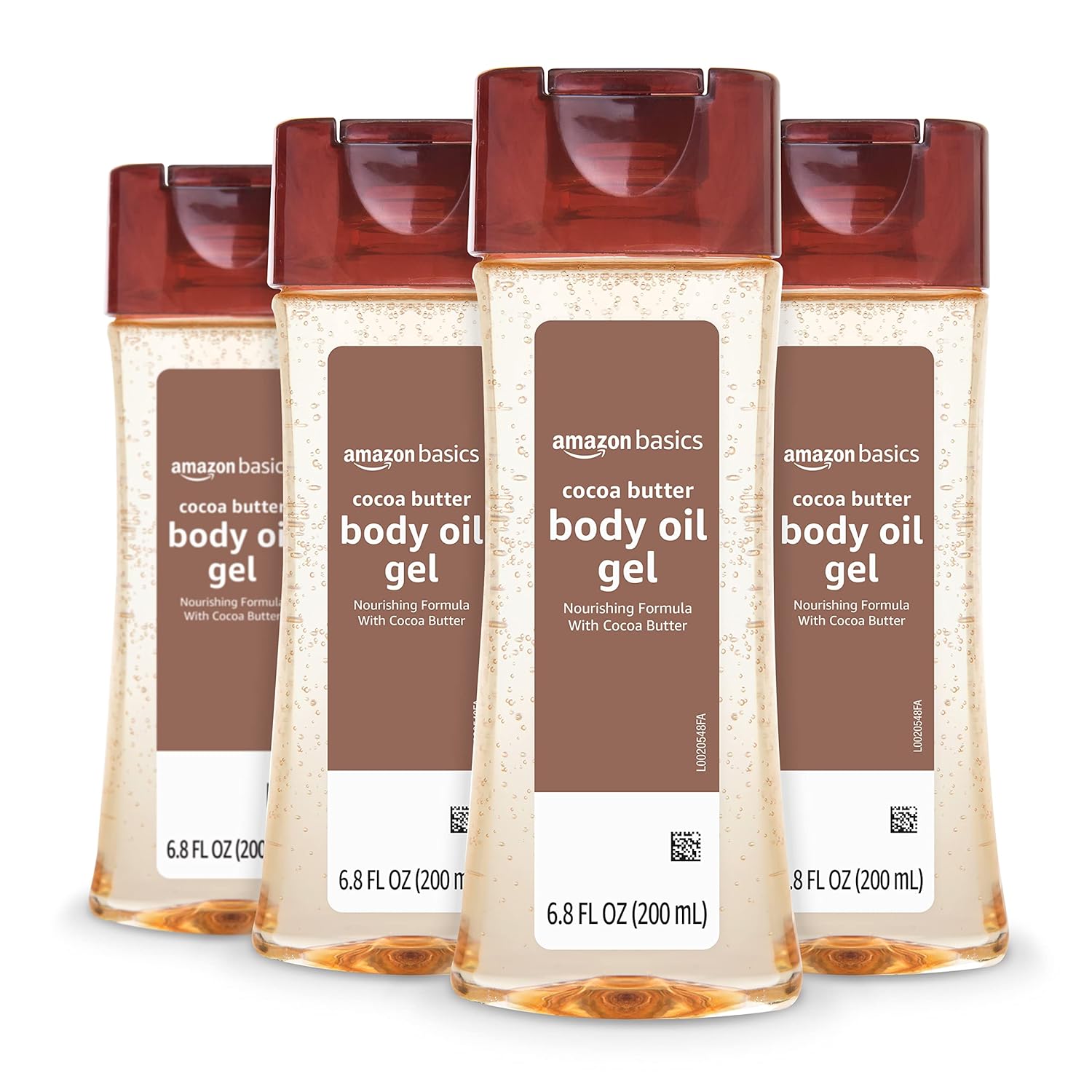 Body Oil Gel with Cocoa Butter, 6.8 Fl Oz (Pack of 4) (Previously Solimo)
