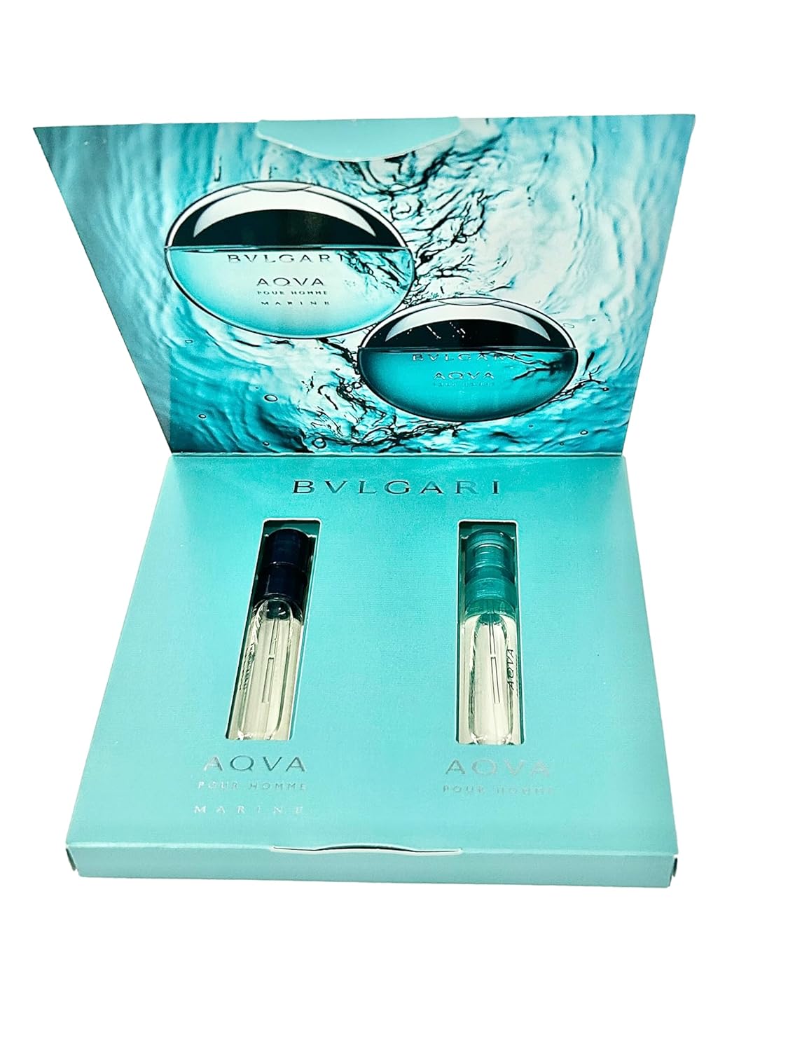 BVLGARI AQVA Pour Homme Men Sample EDT 1.5 ml / 0.05 Fl Oz Perfume Set (1 set of 2 vials)