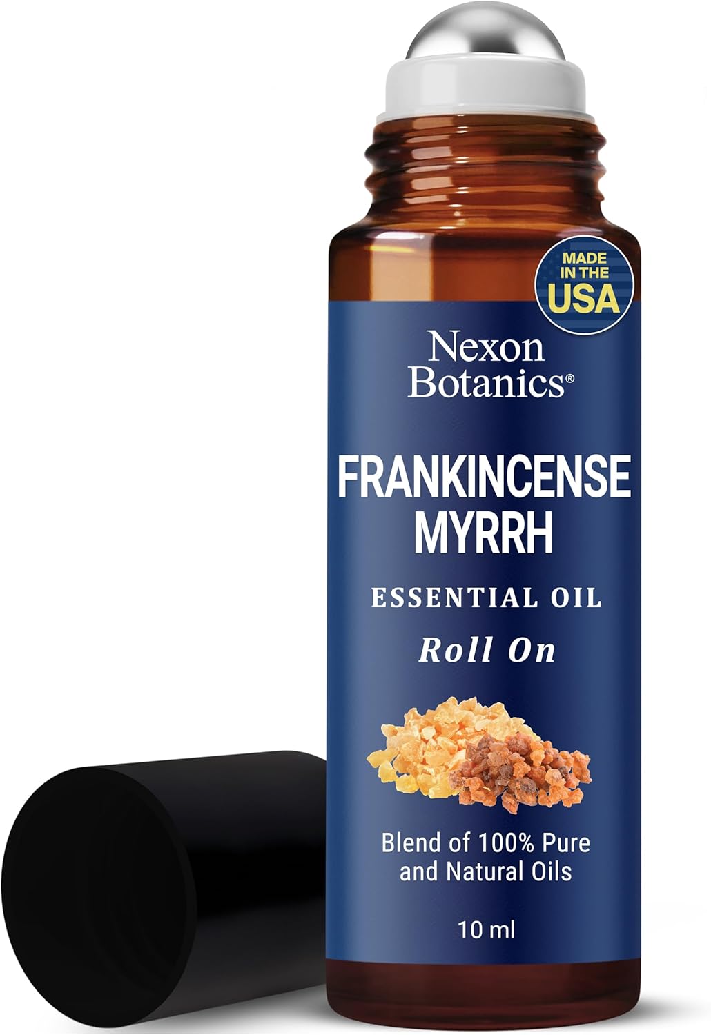 Frankincense & Myrrh Essential Oil Roll-On 10ml - 100% Pure, Natural & Prediluted Oil Blend for Aromatherapy & Skin Care - Nexon Botanics Frankincense Myrrh 0.33 Fl Oz (Pack of 1)