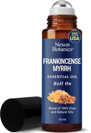Frankincense & Myrrh Essential Oil Roll-On 10ml - 100% Pure, Natural & Prediluted Oil Blend for Aromatherapy & Skin Care - Nexon Botanics Frankincense Myrrh 0.33 Fl Oz (Pack of 1)