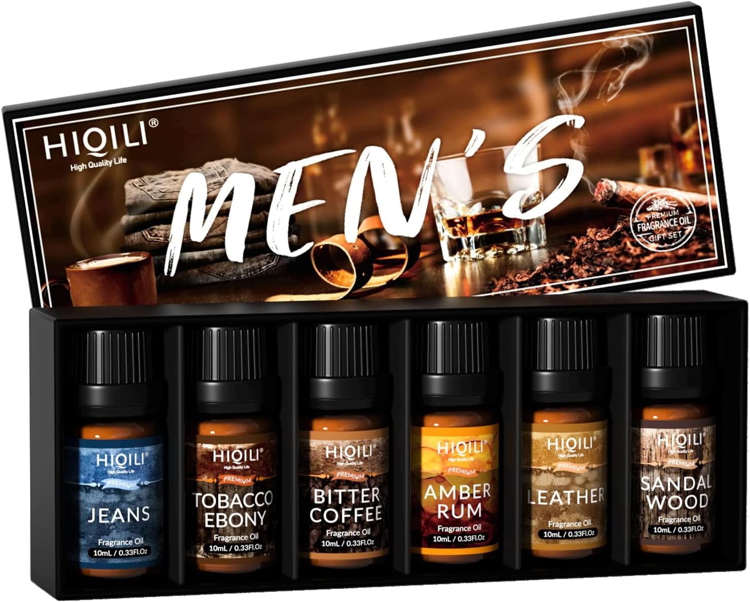 Fragrance Essential Oil for Men 6x10ml Candle Scents for Candle Making Scented Oils Set for Aromatherapy Diffuser DIY Christmas Men Secret 0.33 Fl Oz (Pack of 6)