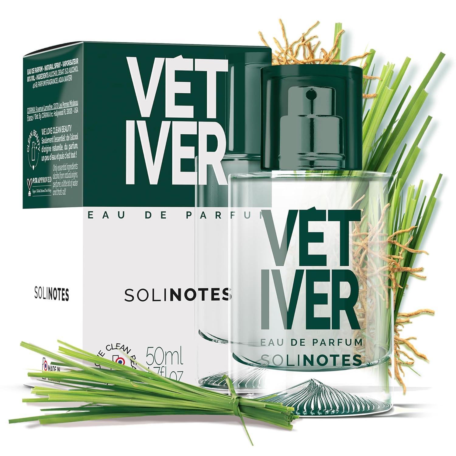SOLINOTES Vetiver Perfume for Men - Eau De Parfum - Bold and Sensual Adventure - Made in France - Vegan - 1.7 fl.oz