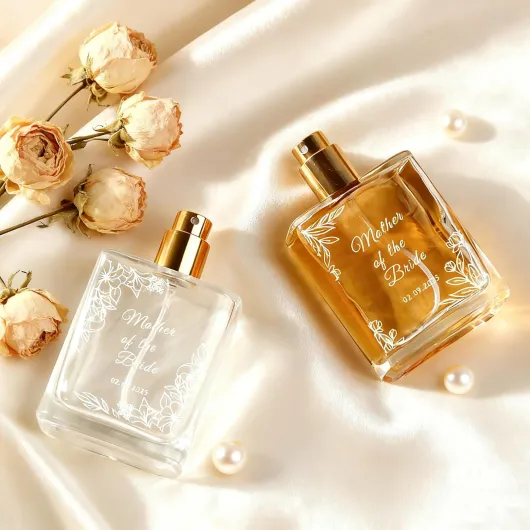 Free Personalized Engraving Floral Border Glass Perfume Bottle with Name, Customized Refillable Perfume Bottles for Bride Mother Women, Mini Portable Gift for Wedding Travel Party Birthday Couples