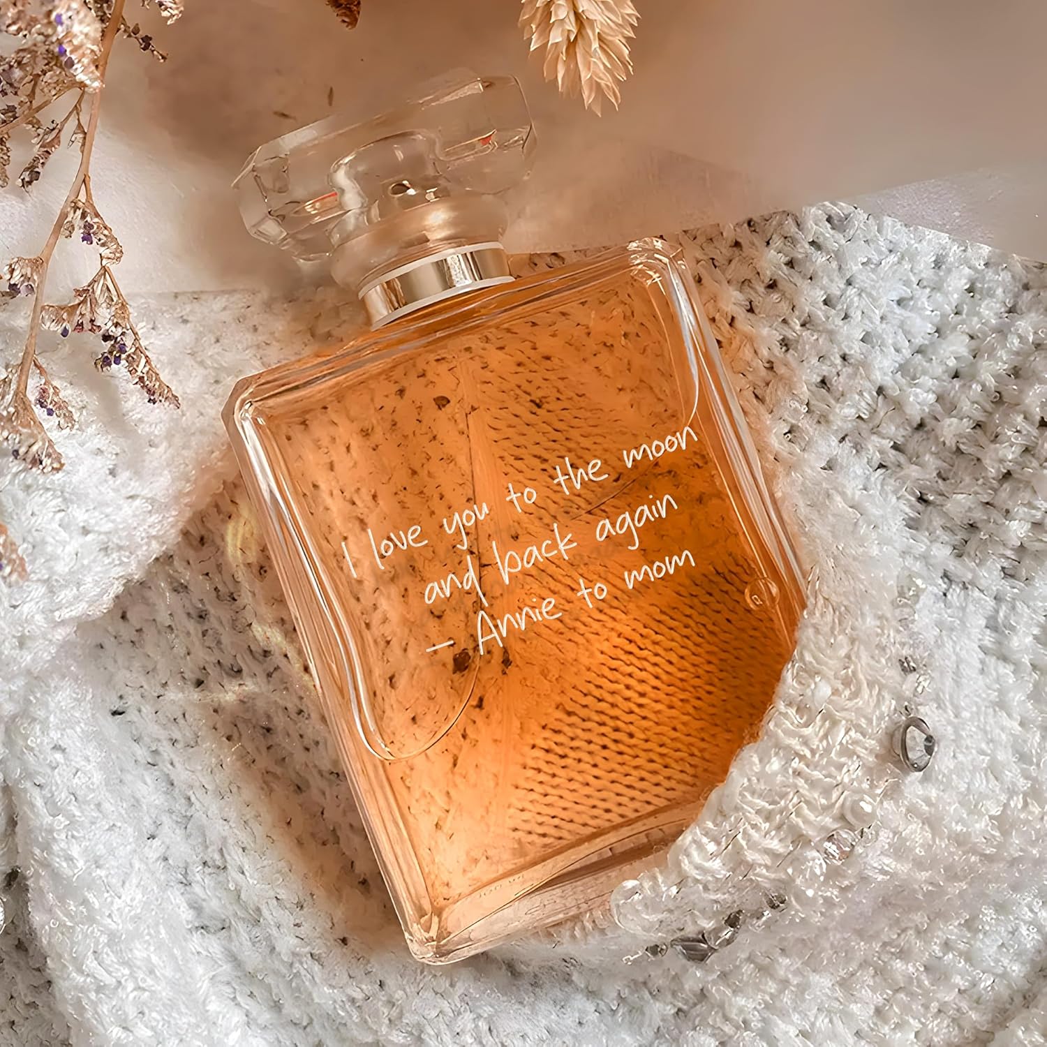 Engraved Handwriting Personalized Perfume Bottle – Custom Mother’s Day Gift for Mom, Mother of the Bride, Bridesmaids - 3.4 oz Glass Refillable Bottle