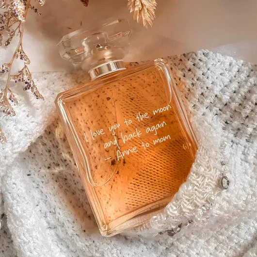 Engraved Handwriting Personalized Perfume Bottle – Custom Mother’s Day Gift for Mom, Mother of the Bride, Bridesmaids - 3.4 oz Glass Refillable Bottle
