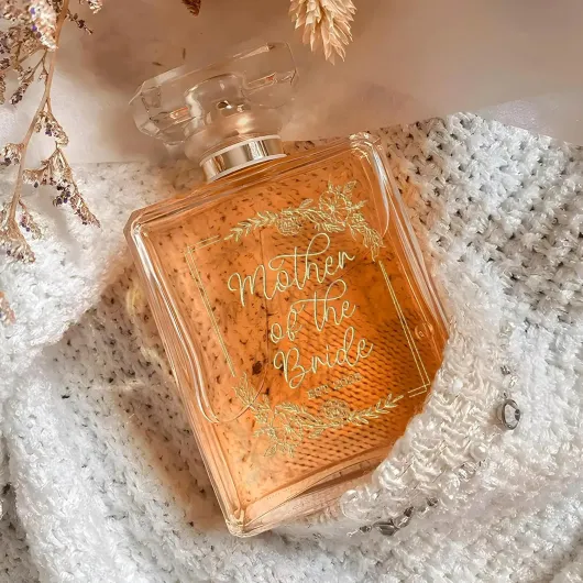 Personalized Mother of the Bride Perfume Bottle, 3.4 oz Glass Refillable Spray Bottle - Engraved Wedding Gift Ideas for Mom, Bridesmaid Proposal, Bridal Party