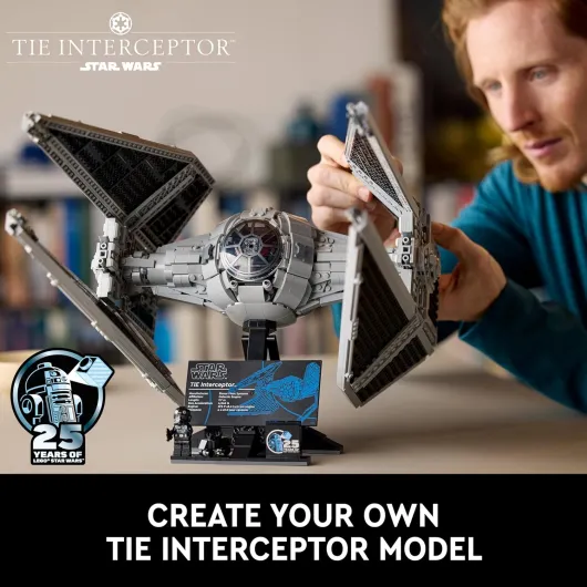 Star Wars TIE Interceptor UCS Vehicle Building Set, Model Kit for Adults to Build, with Pilot Minifigure & Droid Figure, Collectible Gifts for Men, Women, Him or Her 75382