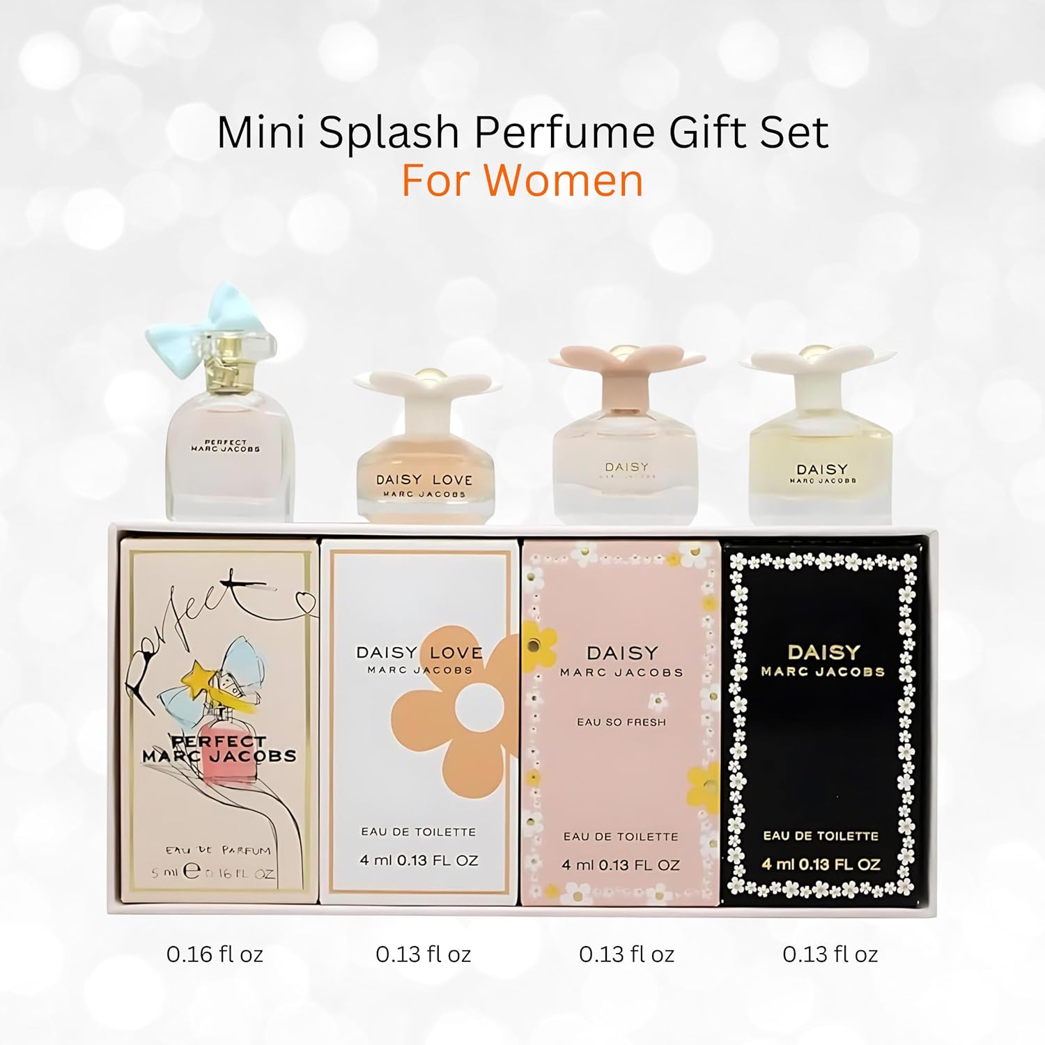 MARC JACOBS 3190C Mini Set (Daisy Et 4 ml + Daisy So Fresh Et 4 ml + Daisy Love Et 4 ml+ Perfect Ep 5 ml) for Adults, Made for Everyday use, 4 ml, 5 ml
